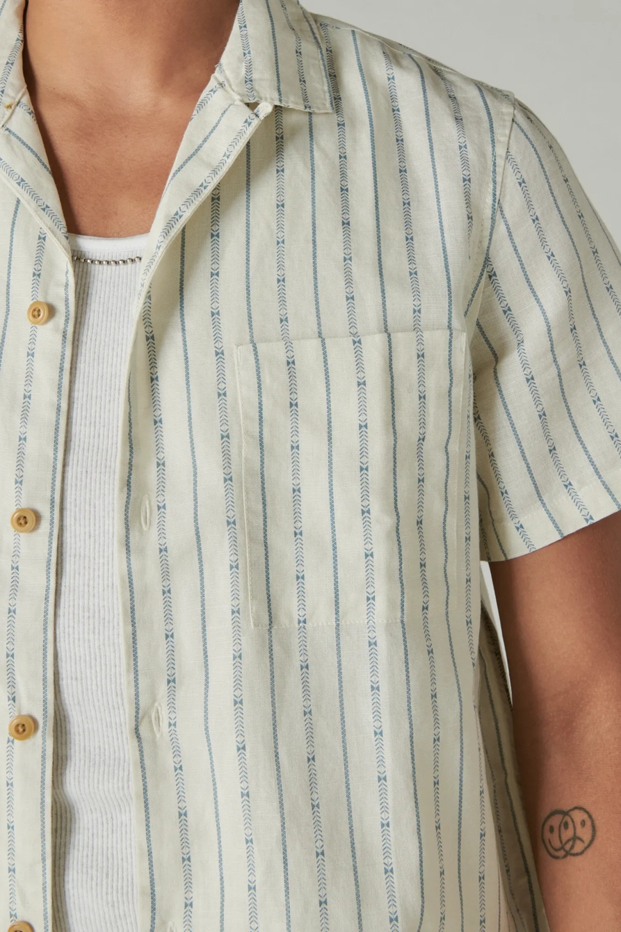 STRIPE LINEN SHORT SLEEVE CAMP COLLAR SHIRT, image 4