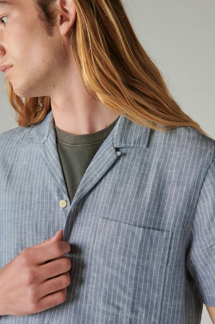 STRIPE LINEN SHORT SLEEVE CAMP COLLAR SHIRT, image 2