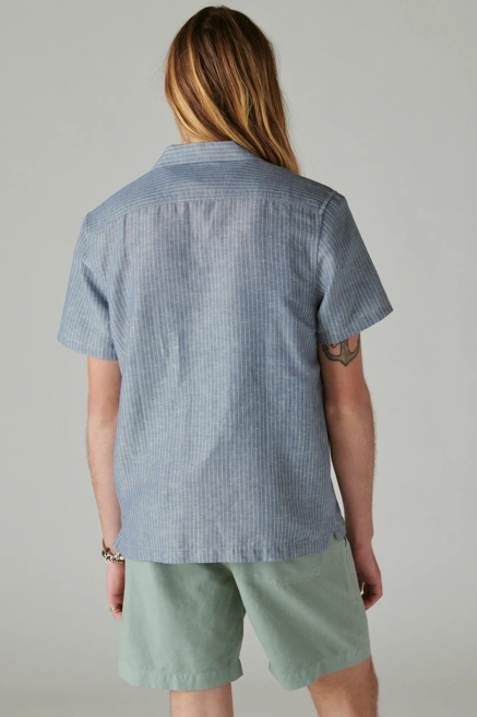 STRIPE LINEN SHORT SLEEVE CAMP COLLAR SHIRT, image 4