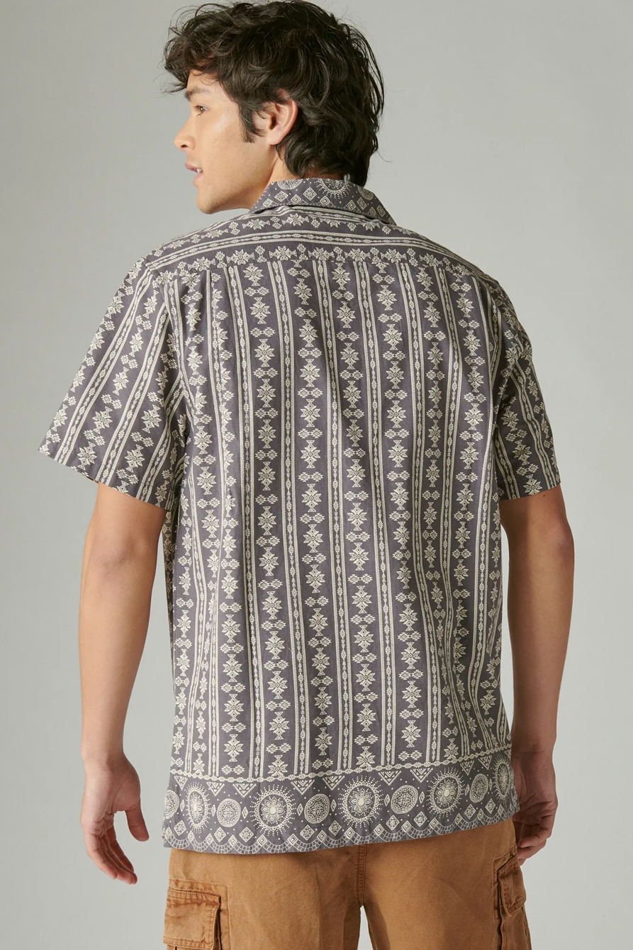 BORDER PRINT CAMP COLLAR SHORT SLEEVE SHIRT, image 3