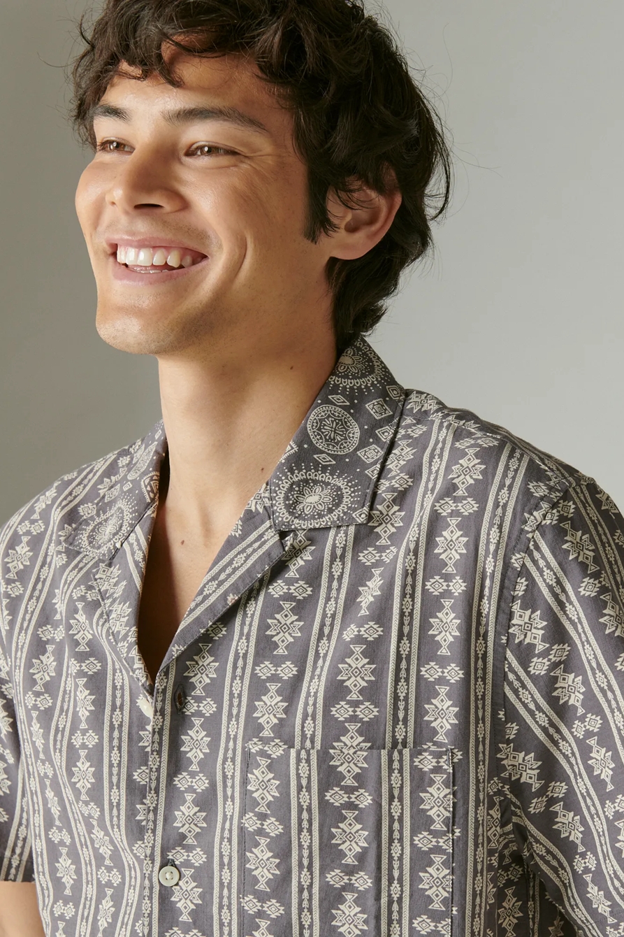 BORDER PRINT CAMP COLLAR SHORT SLEEVE SHIRT, image 4