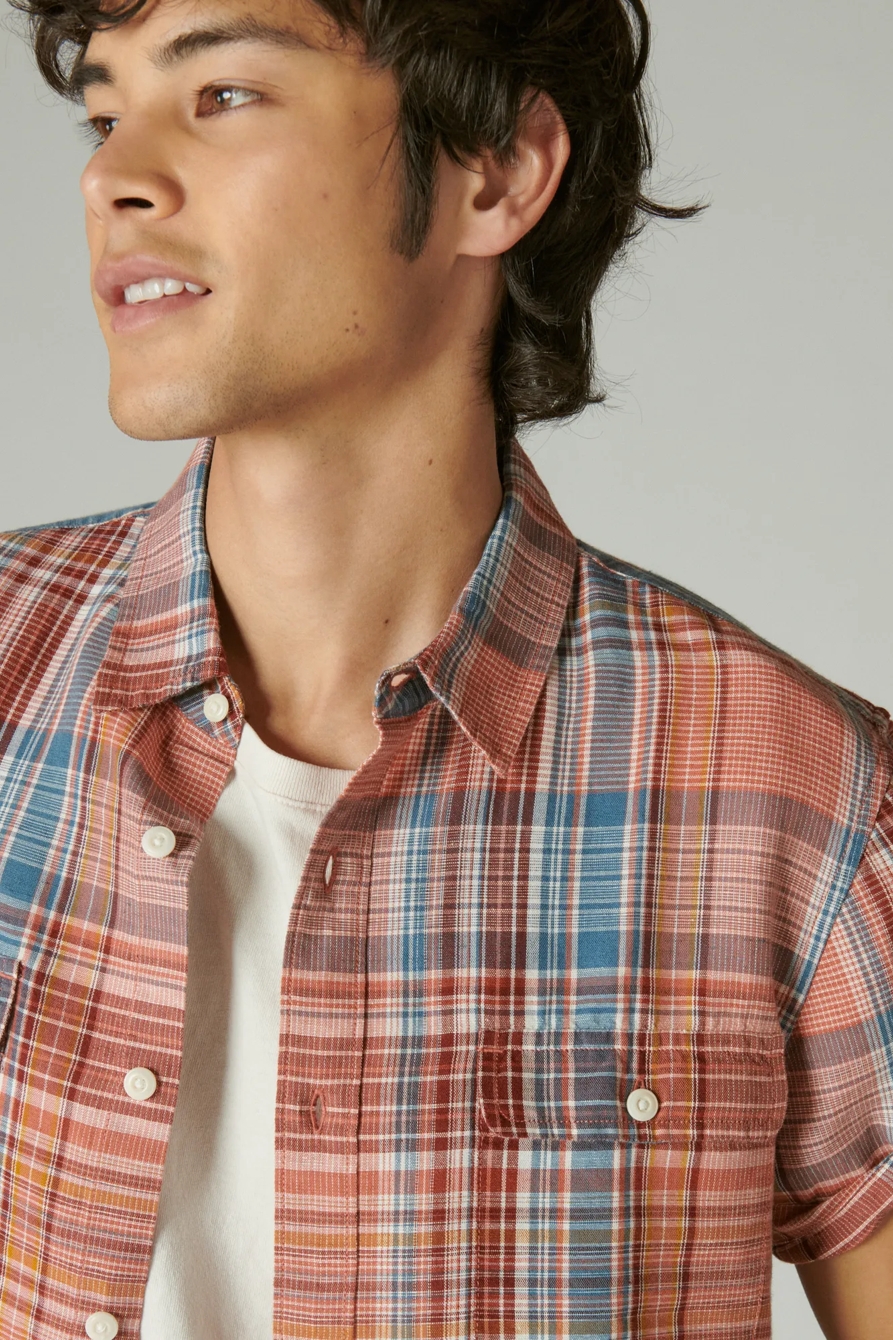 LINEN PLAID SHORT SLEEVE UTILITY SHIRT, image 2