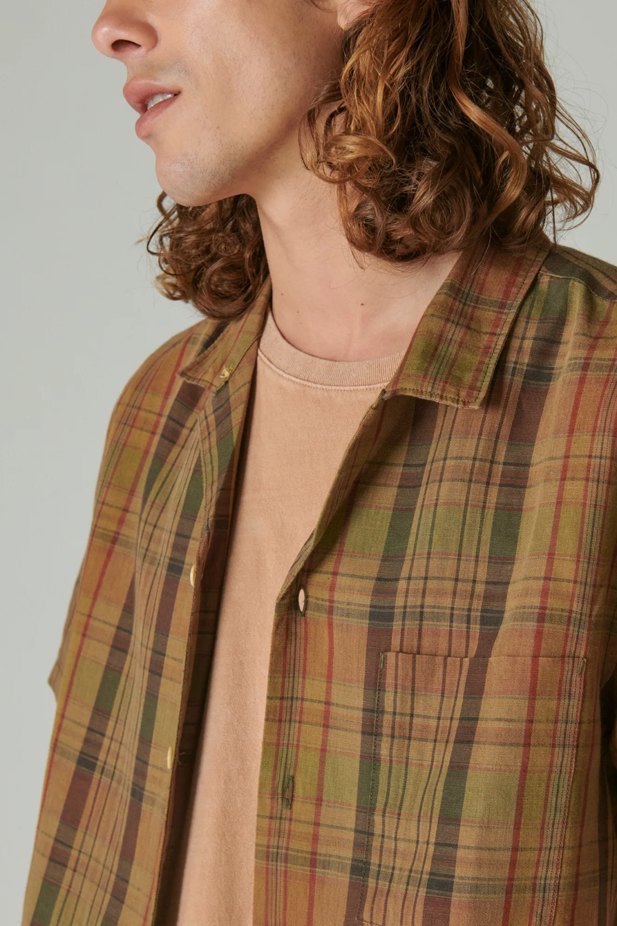 LINEN MADRAS PLAID SHORT SLEEVE CAMP COLLAR SHIRT, image 2