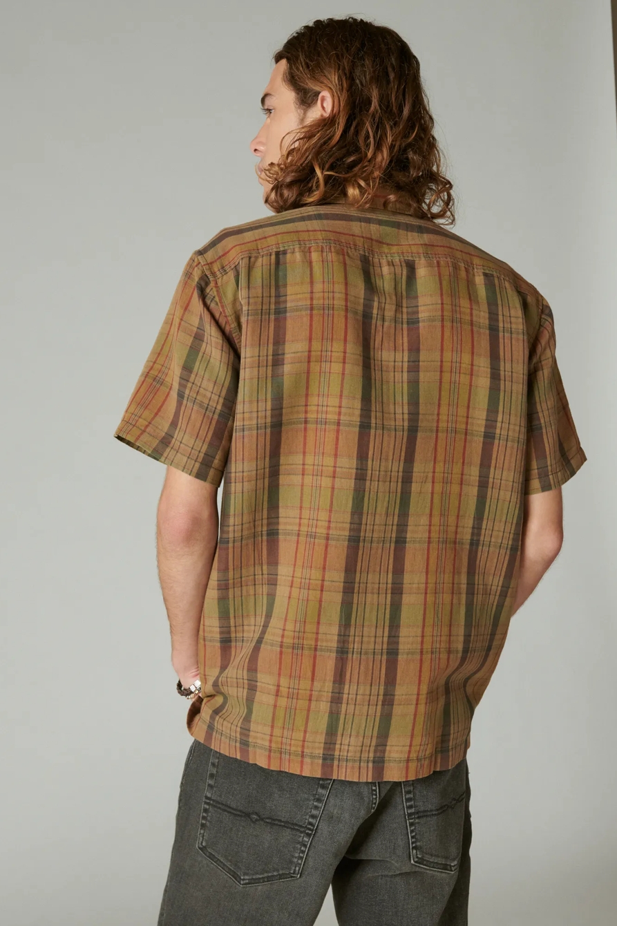 LINEN MADRAS PLAID SHORT SLEEVE CAMP COLLAR SHIRT, image 3