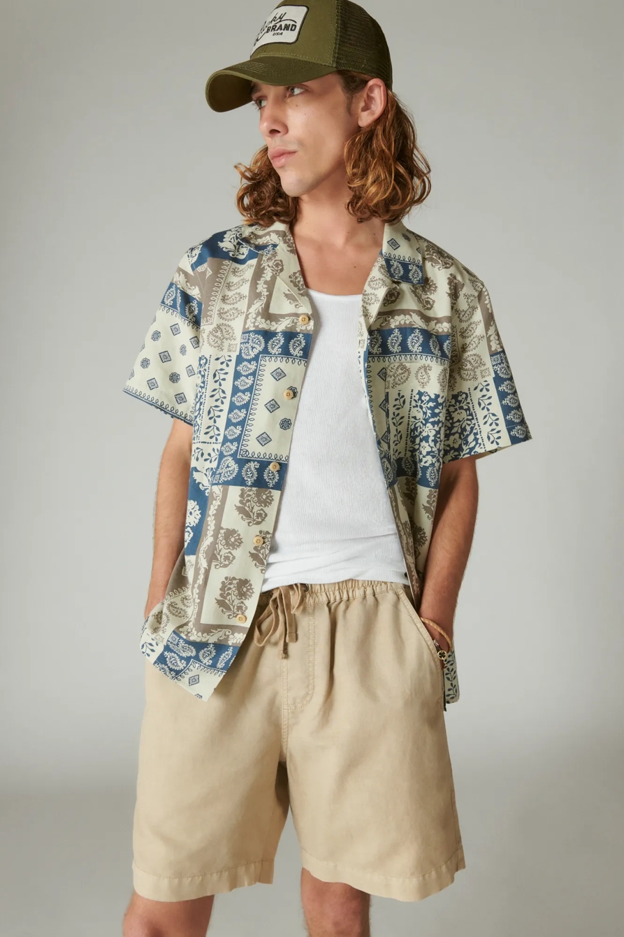 LINEN SCARF PRINT SHORT SLEEVE SHIRT, image 2