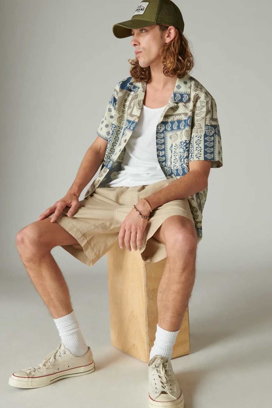 LINEN SCARF PRINT SHORT SLEEVE SHIRT, image 3