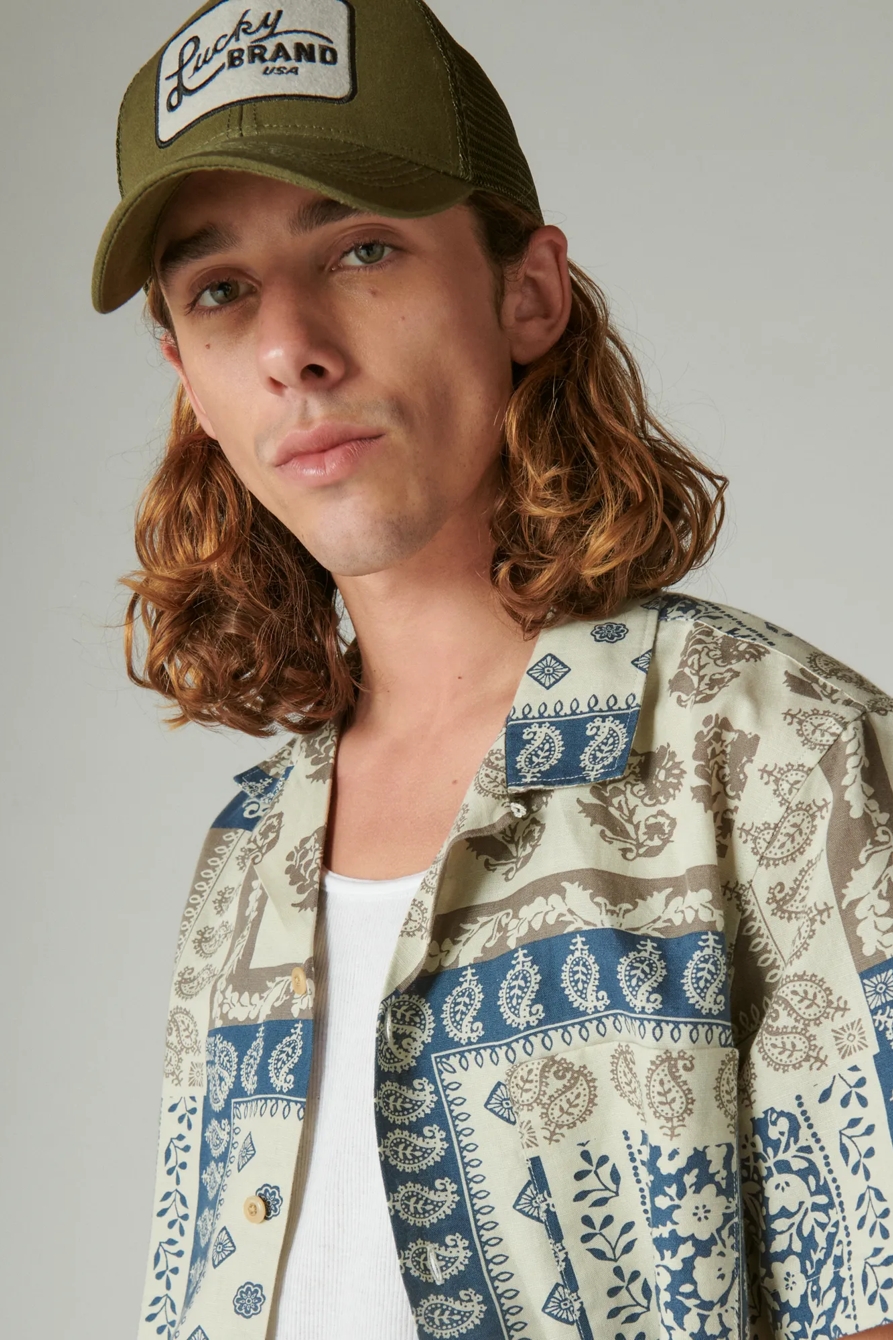 LINEN SCARF PRINT SHORT SLEEVE SHIRT, image 4