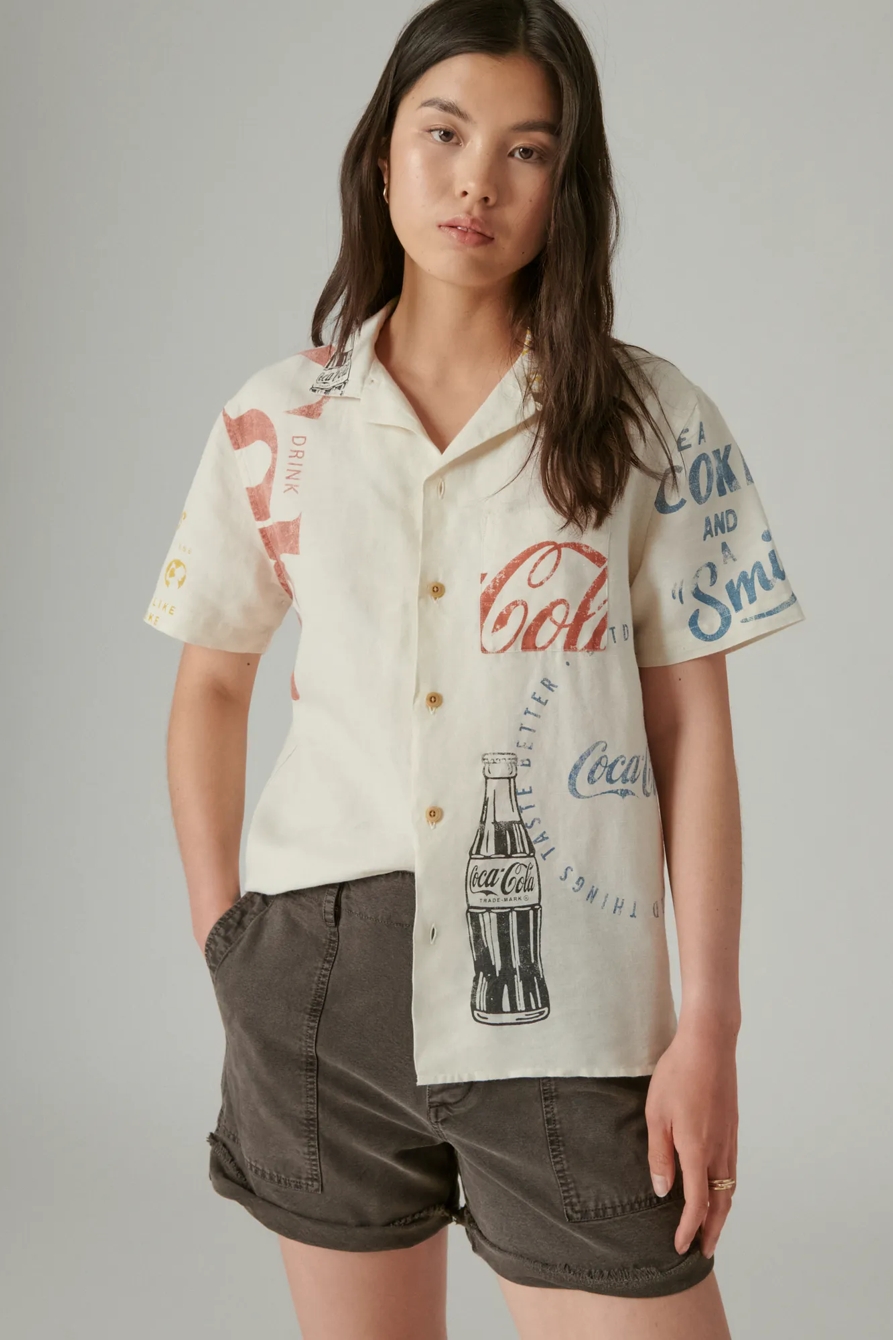 COCA-COLA CAMP COLLAR SHORT SLEEVE SHIRT, image 1