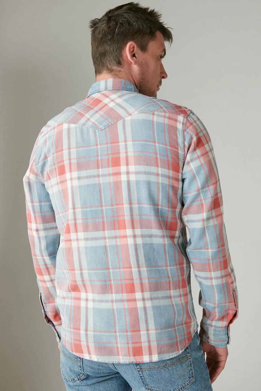 PLAID INDIGO LONG SLEEVE WESTERN SHIRT, image 3