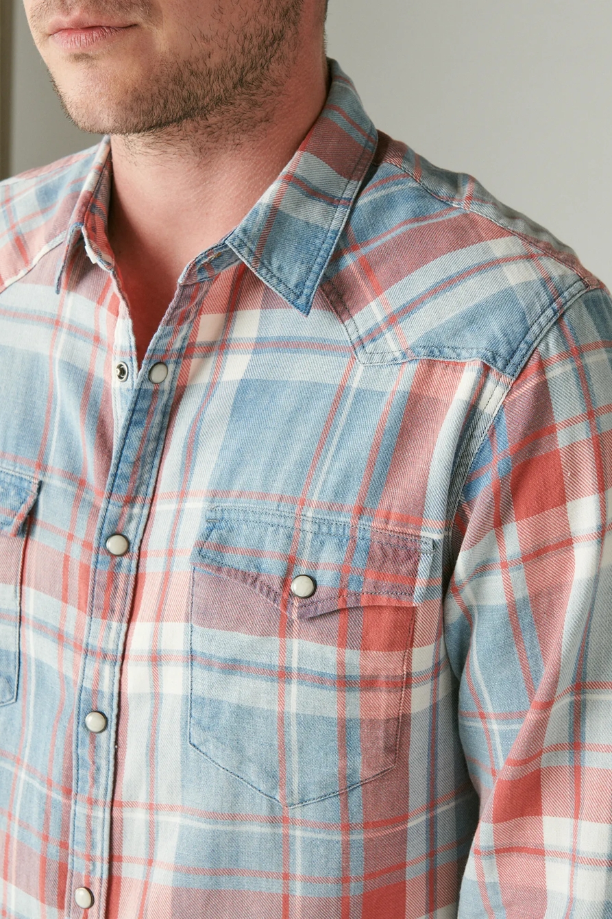 PLAID INDIGO LONG SLEEVE WESTERN SHIRT, image 4