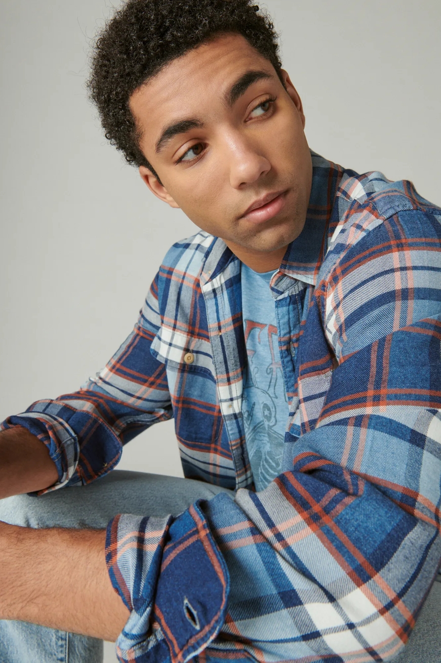PLAID INDIGO LONG SLEEVE UTILITY SHIRT, image 2