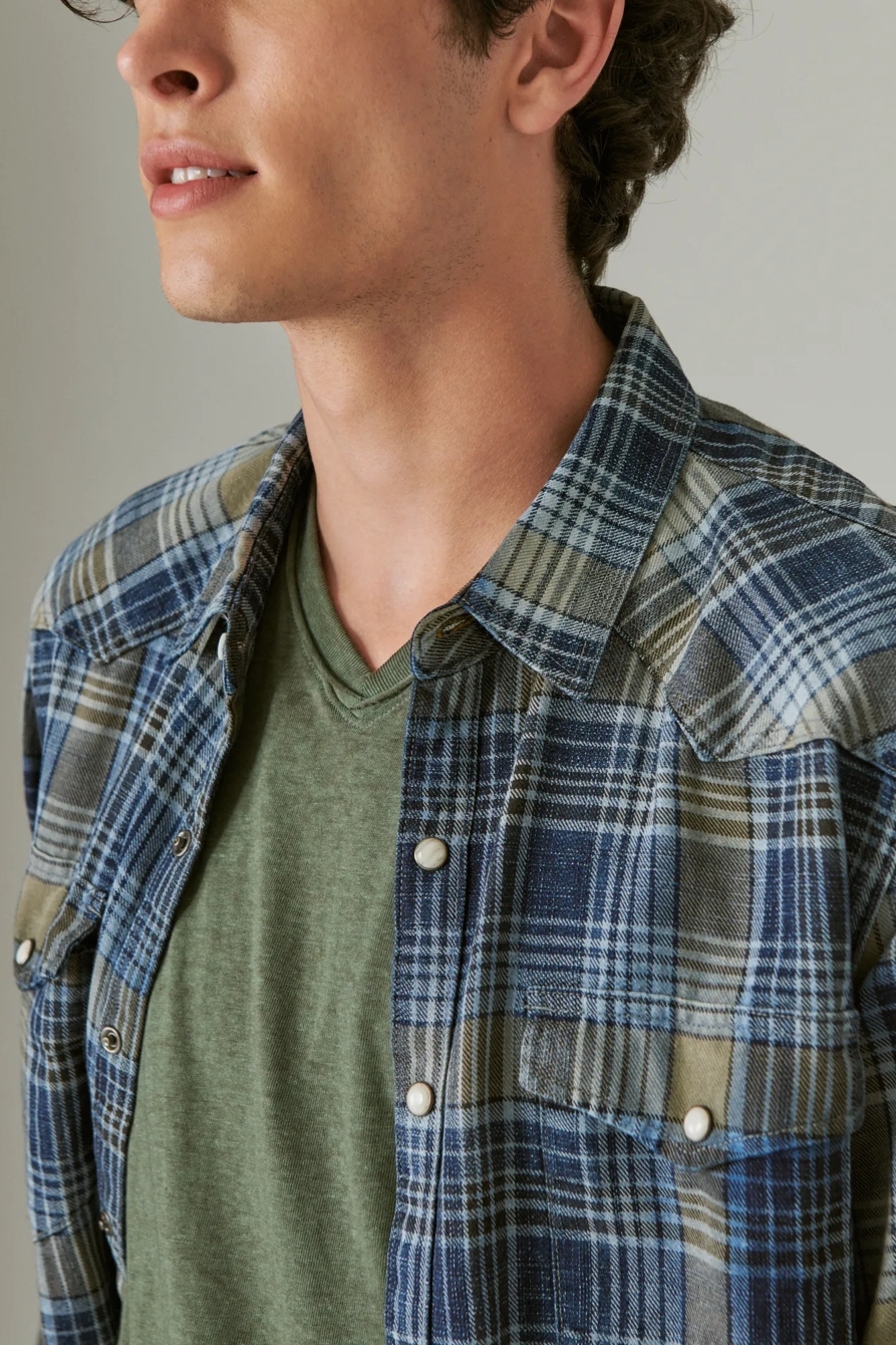 INDIGO PLAID WESTERN LONG SLEEVE SHIRT, image 4