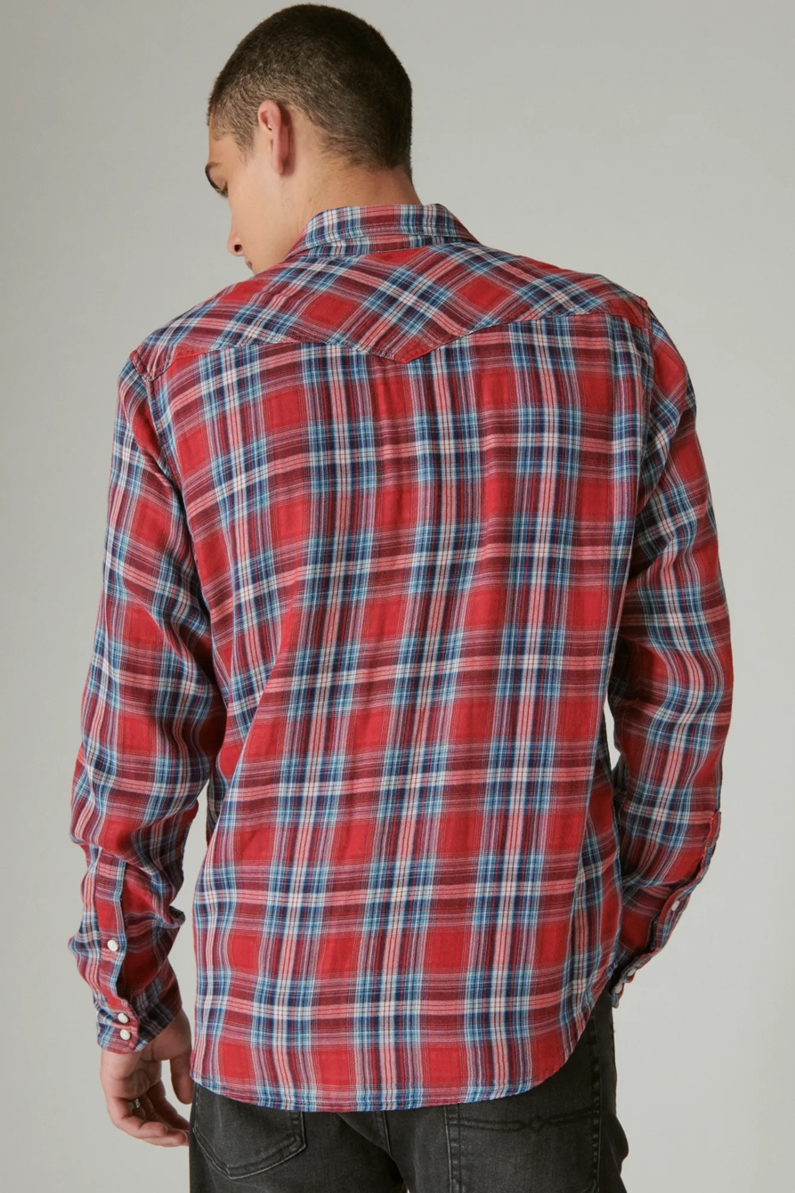 INDIGO PLAID WESTERN LONG SLEEVE SHIRT, image 3
