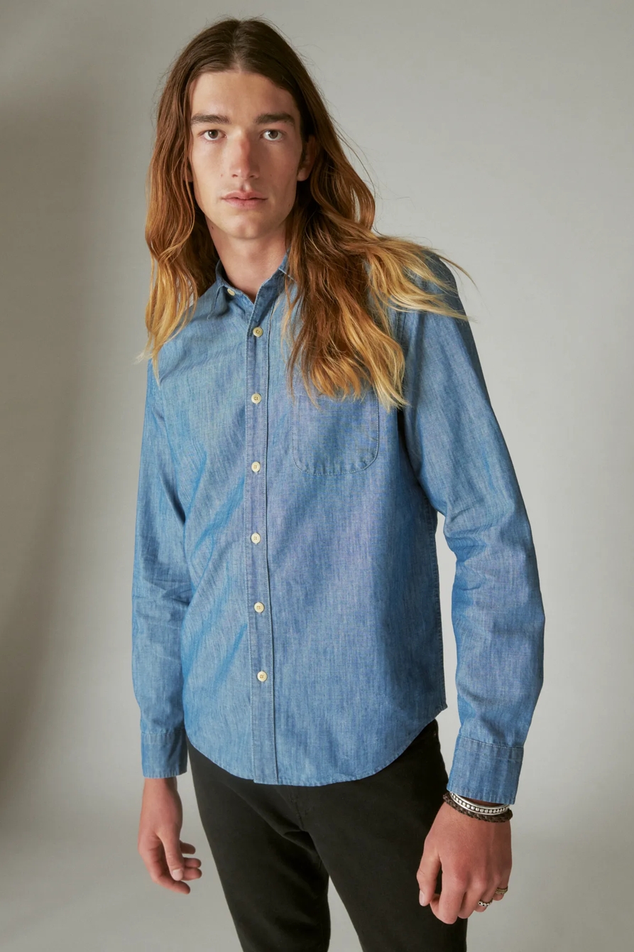 COOLMAX CHAMBRAY ONE POCKET LONG SLEEVE SHIRT, image 1