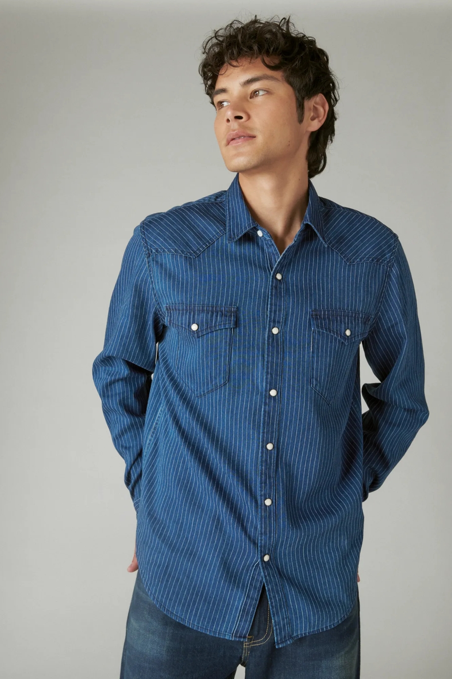 RAILROAD STRIPE WESTERN LONG SLEEVE SHIRT, image 2