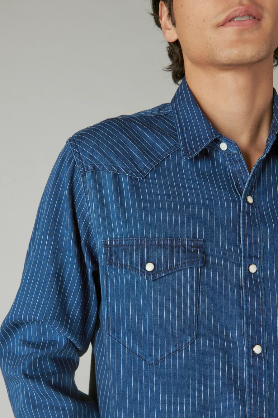 RAILROAD STRIPE WESTERN LONG SLEEVE SHIRT, image 4