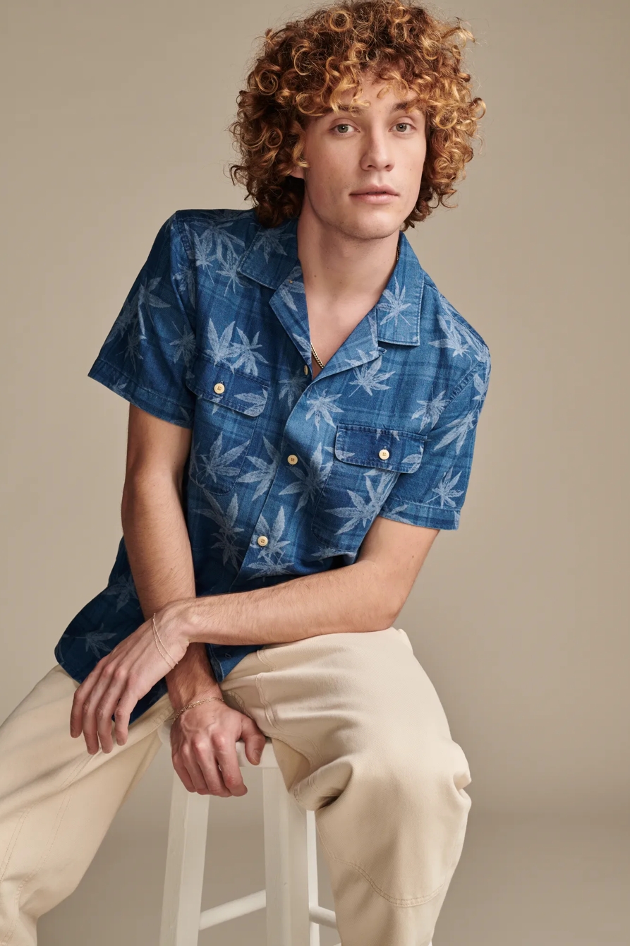 HIGHEST QUALITY PATCHWORK LEAF CAMP COLLAR SHORT SLEEVE SHI*, image 2
