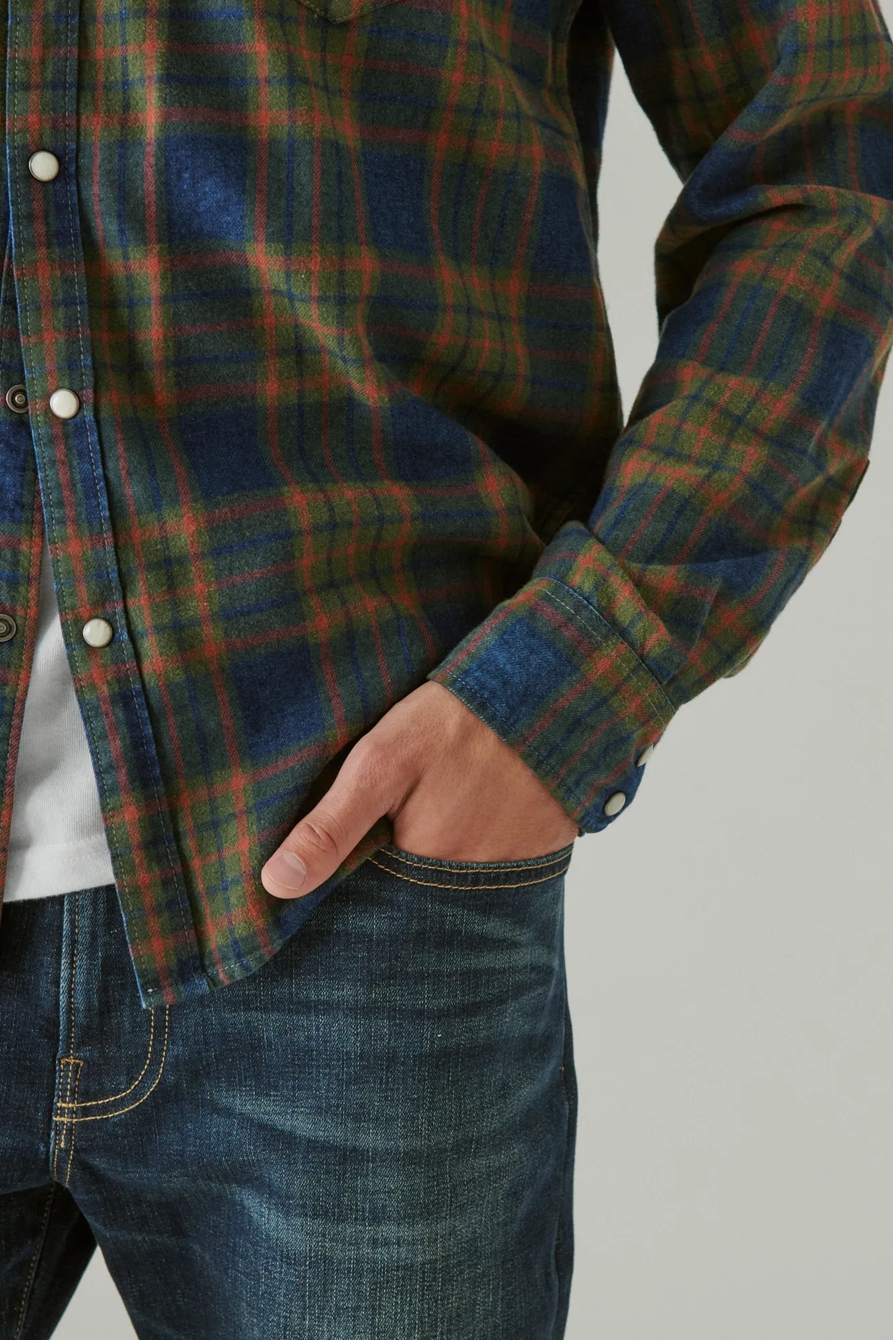 PLAID INDIGO WESTERN LONG SLEEVE SHIRT, image 2
