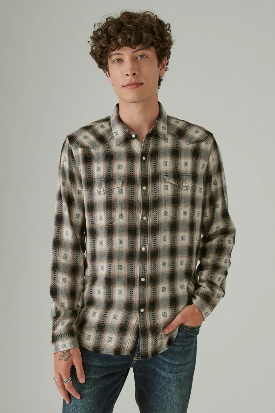 PLAID DOBBY WESTERN LONG SLEEVE SHIRT, image 2