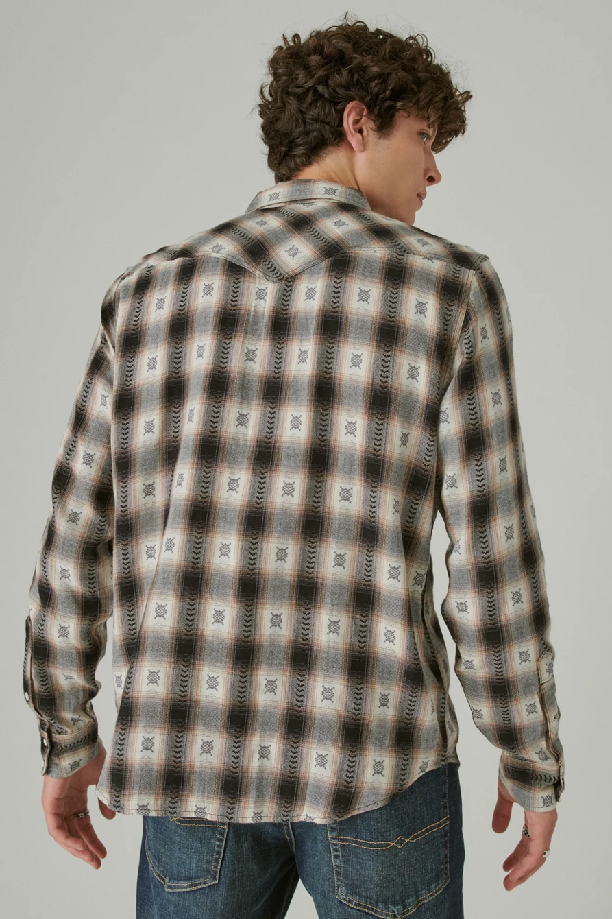 PLAID DOBBY WESTERN LONG SLEEVE SHIRT, image 3