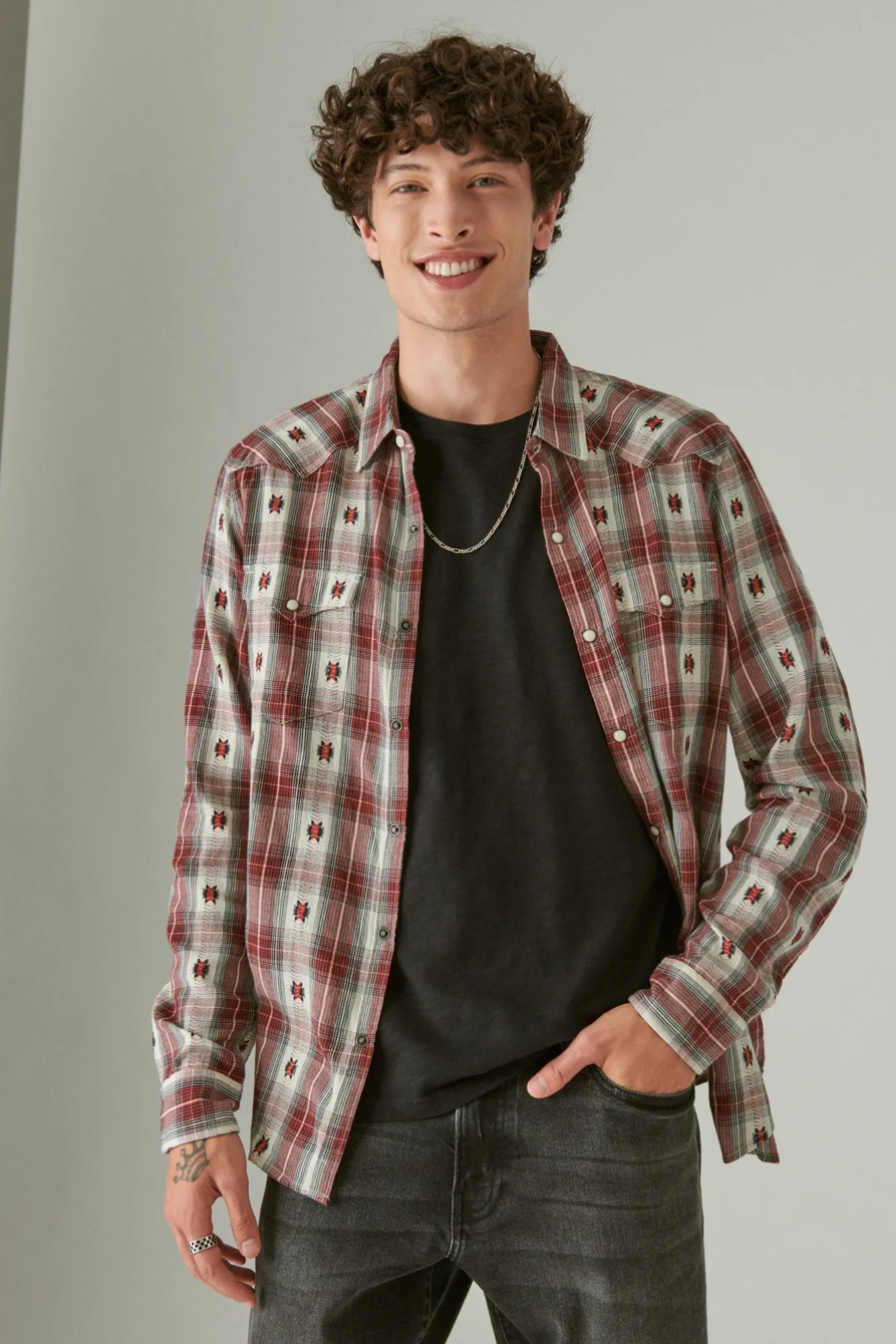 PLAID DOBBY WESTERN LONG SLEEVE SHIRT, image 2