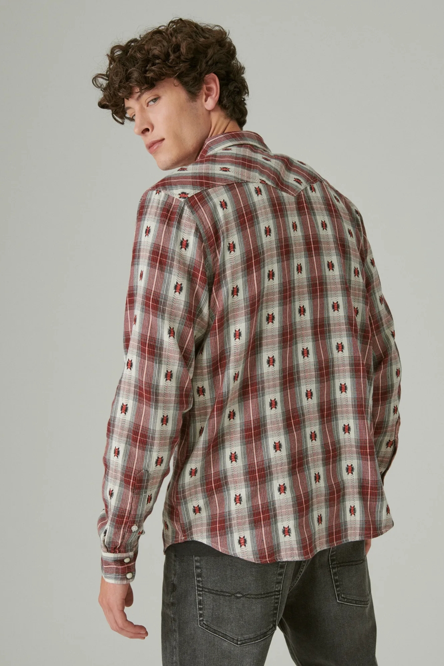 PLAID DOBBY WESTERN LONG SLEEVE SHIRT, image 3