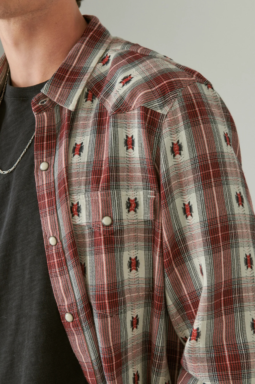 PLAID DOBBY WESTERN LONG SLEEVE SHIRT, image 4