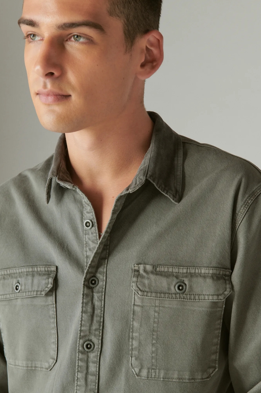 CORDUROY COLLAR WASHED UTILITY LONG SLEEVE SHIRT, image 4