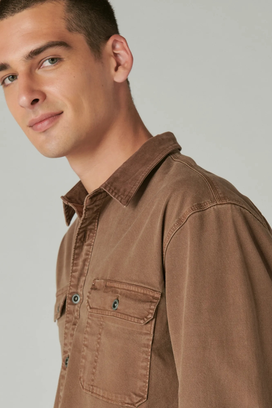 CORDUROY COLLAR WASHED UTILITY LONG SLEEVE SHIRT, image 4