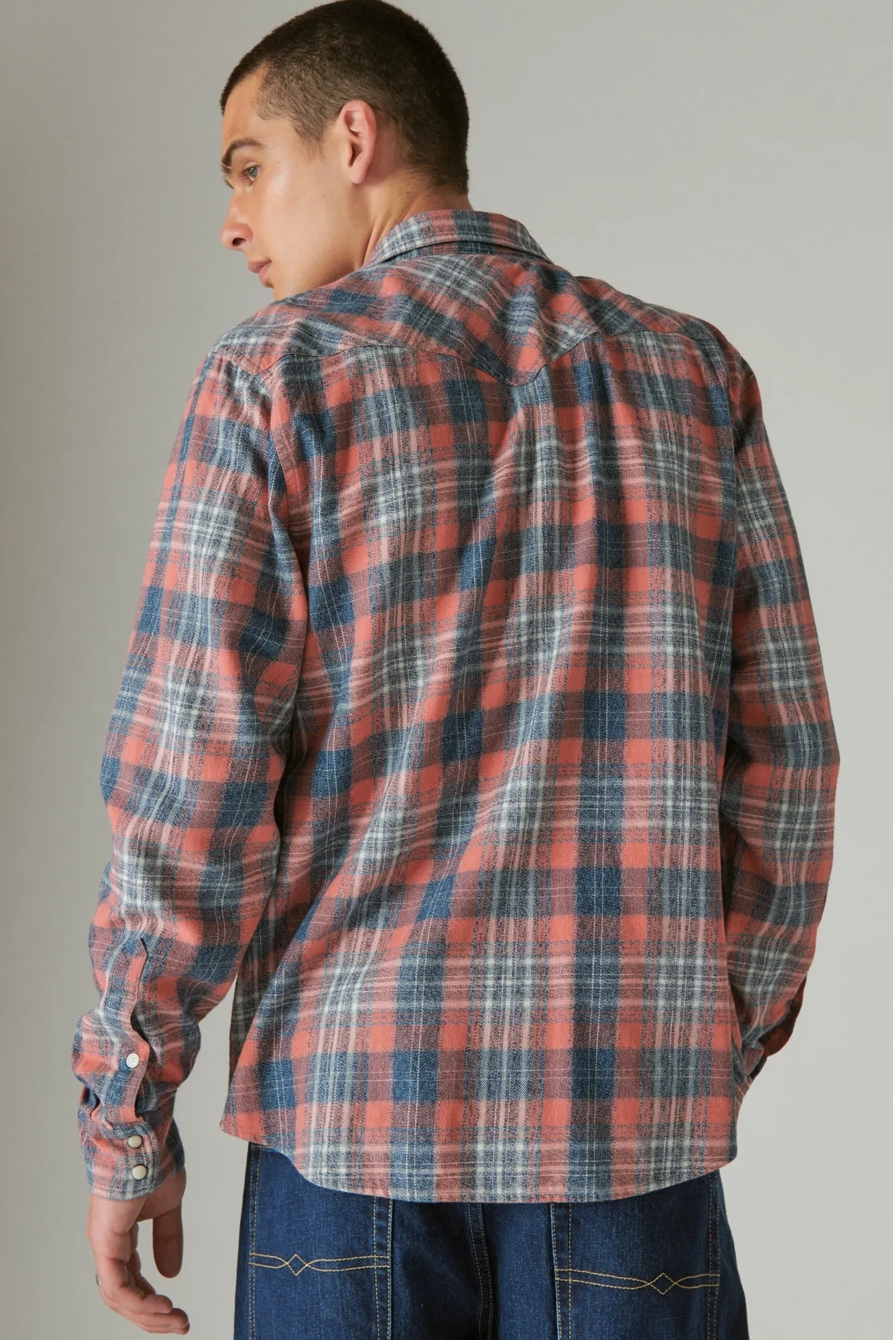 INDIGO PLAID WESTERN LONG SLEEVE SHIRT, image 3