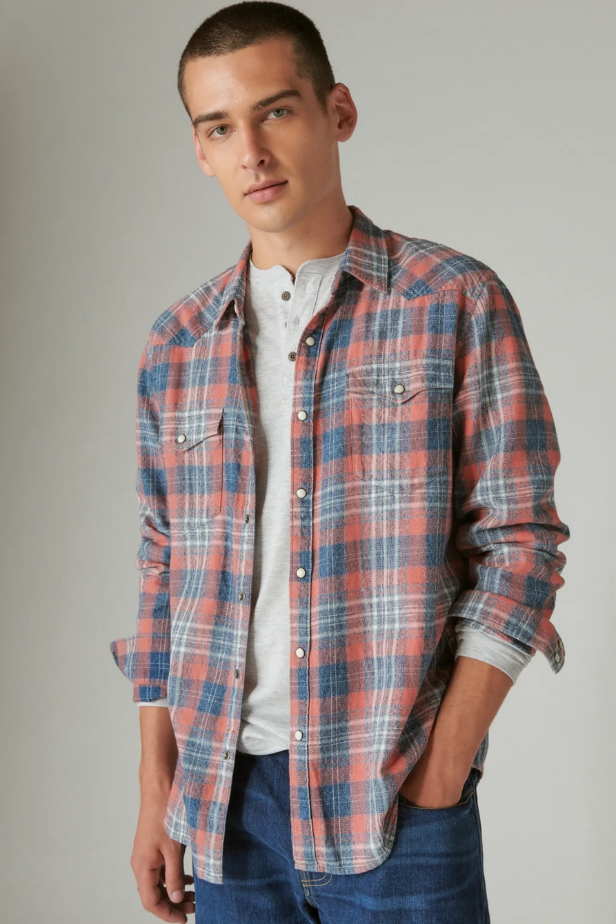 INDIGO PLAID WESTERN LONG SLEEVE SHIRT, image 4