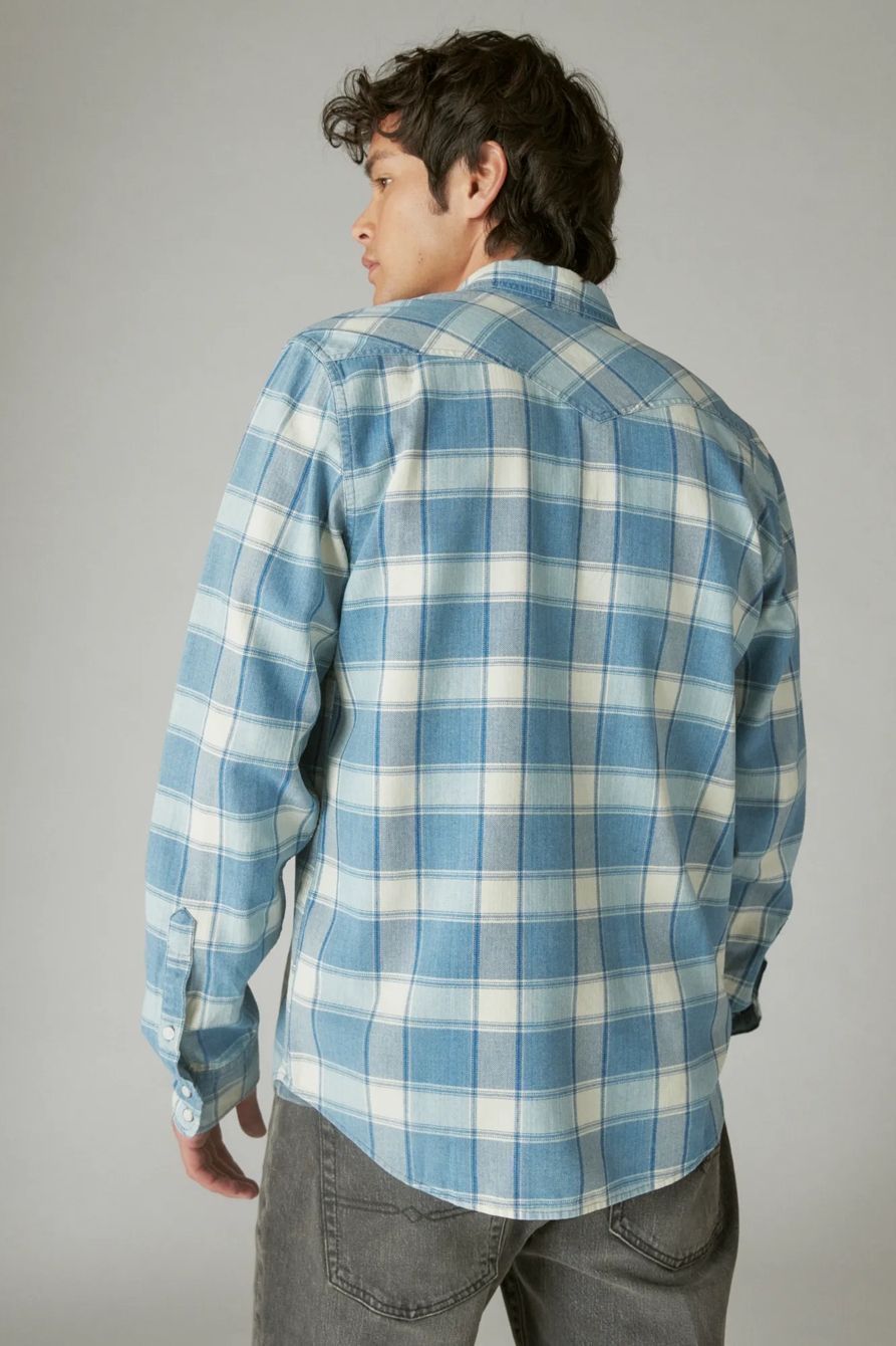 INDIGO PLAID WESTERN LONG SLEEVE SHIRT, image 2