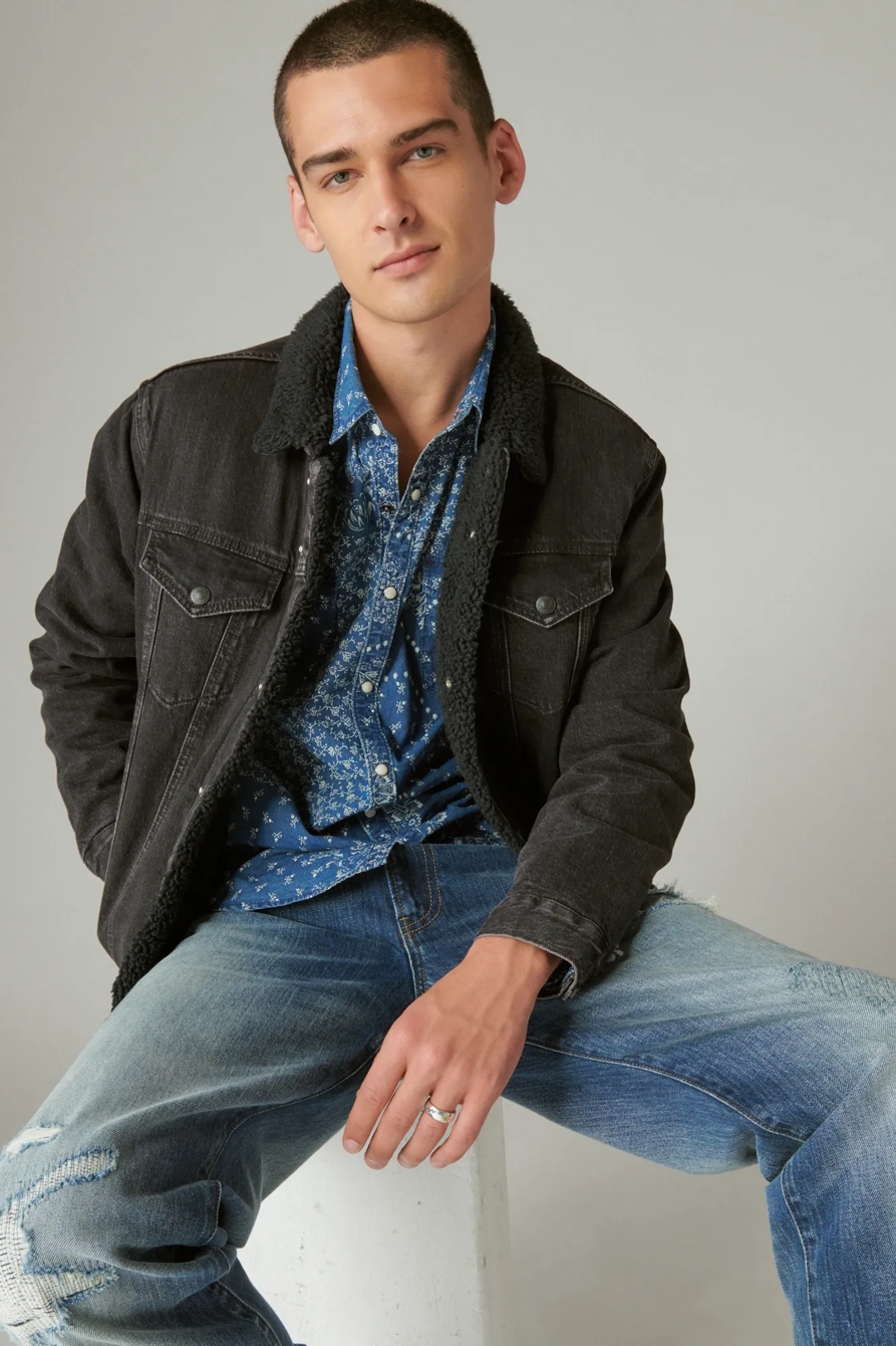 INDIGO PRINTED WESTERN LONG SLEEVE SHIRT, image 2