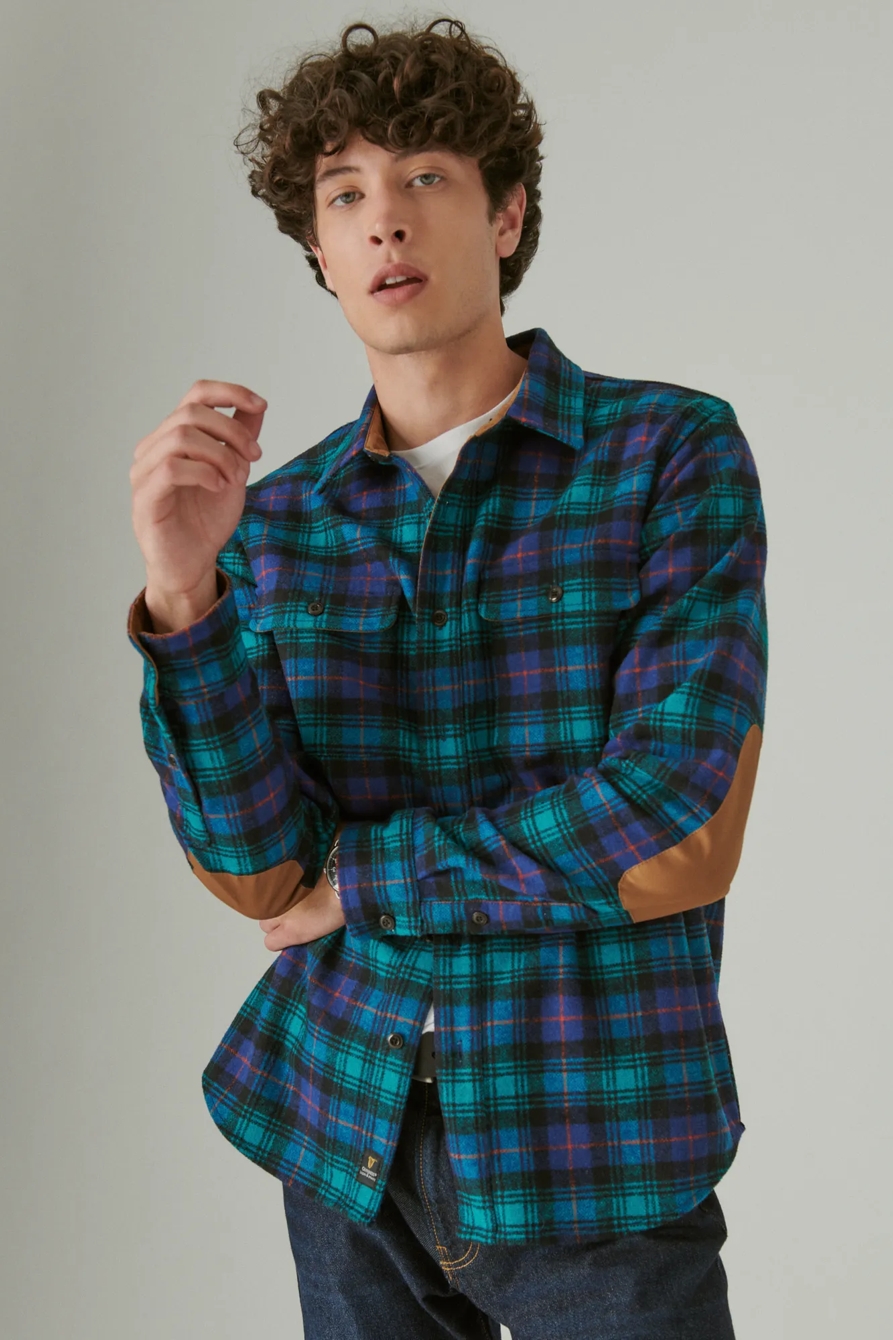 GUINNESS WOOL PLAID OVER SHIRT WITH ELBOW PATCH, image 2