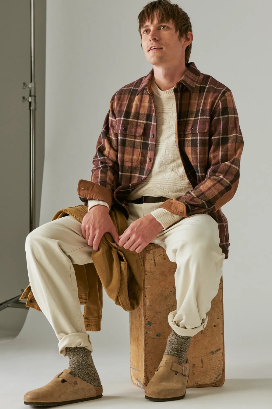GUINNESS WOOL PLAID OVER SHIRT WITH ELBOW PATCH, image 1