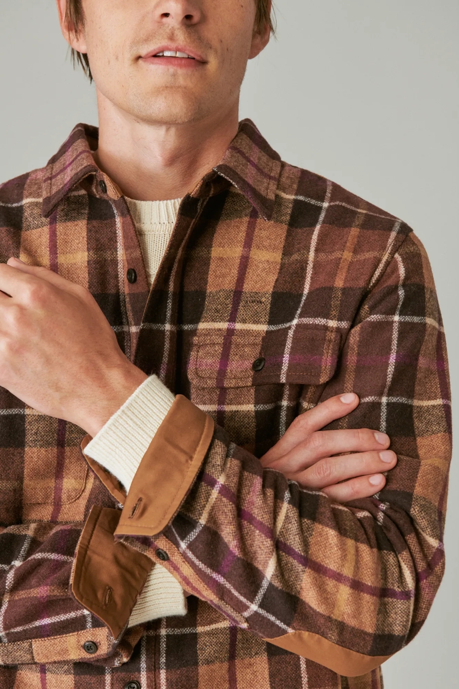 GUINNESS WOOL PLAID OVER SHIRT WITH ELBOW PATCH, image 2