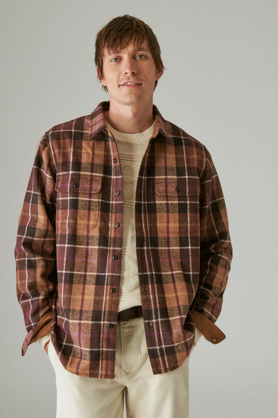 GUINNESS WOOL PLAID OVER SHIRT WITH ELBOW PATCH, image 3