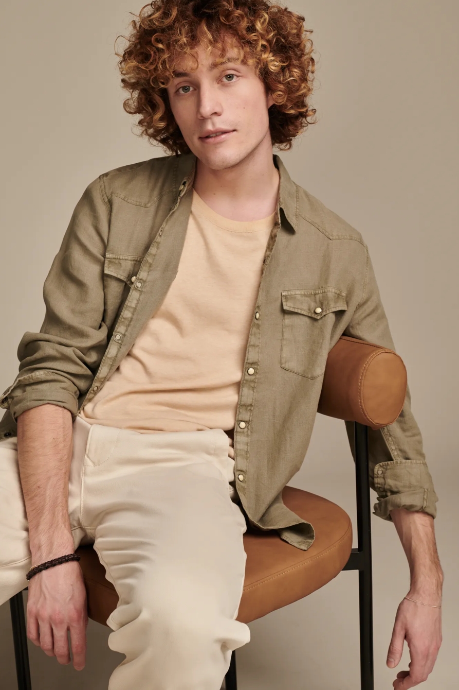 LINEN WESTERN LONG SLEEVE SHIRT, image 2