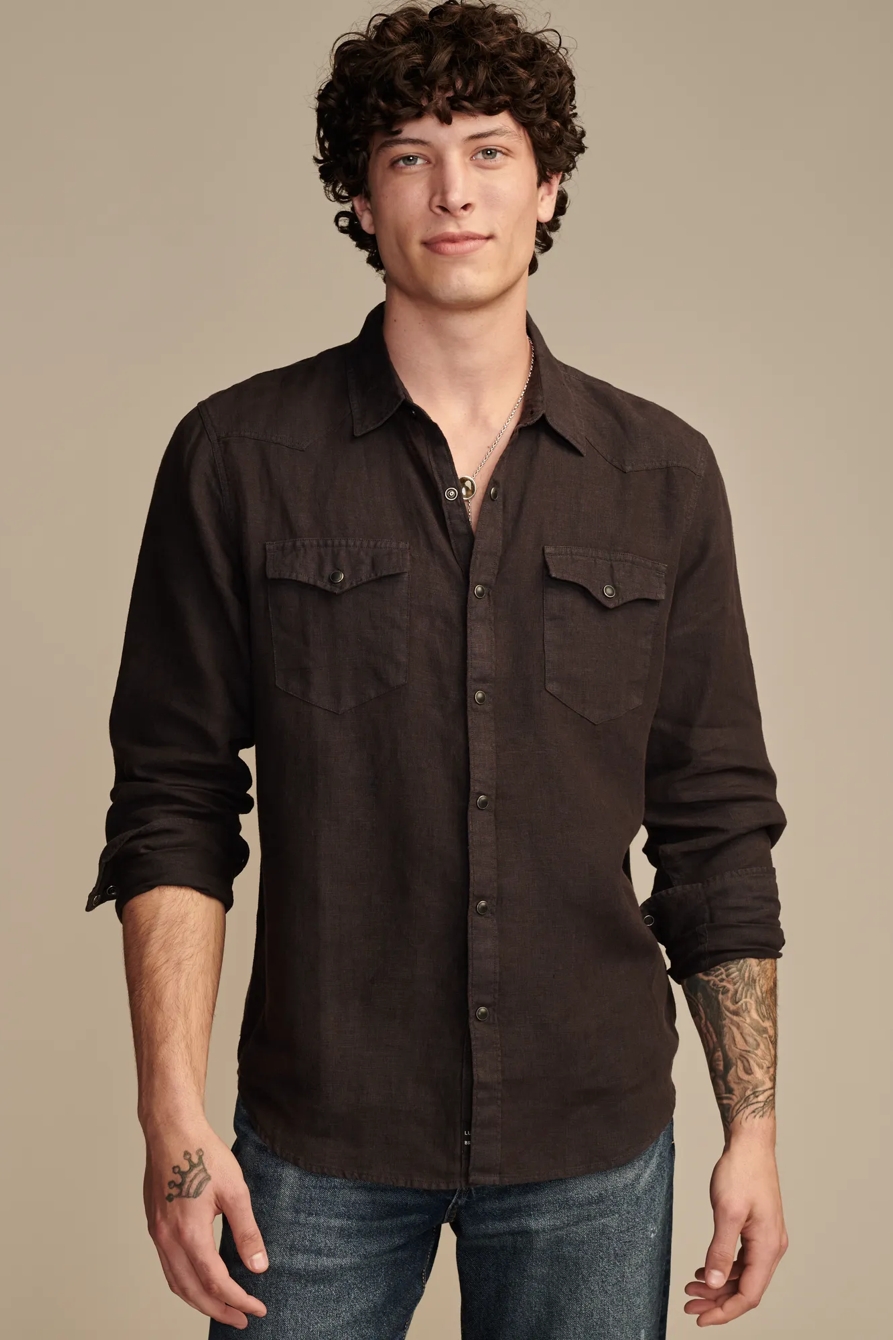 LINEN WESTERN LONG SLEEVE SHIRT, image 2