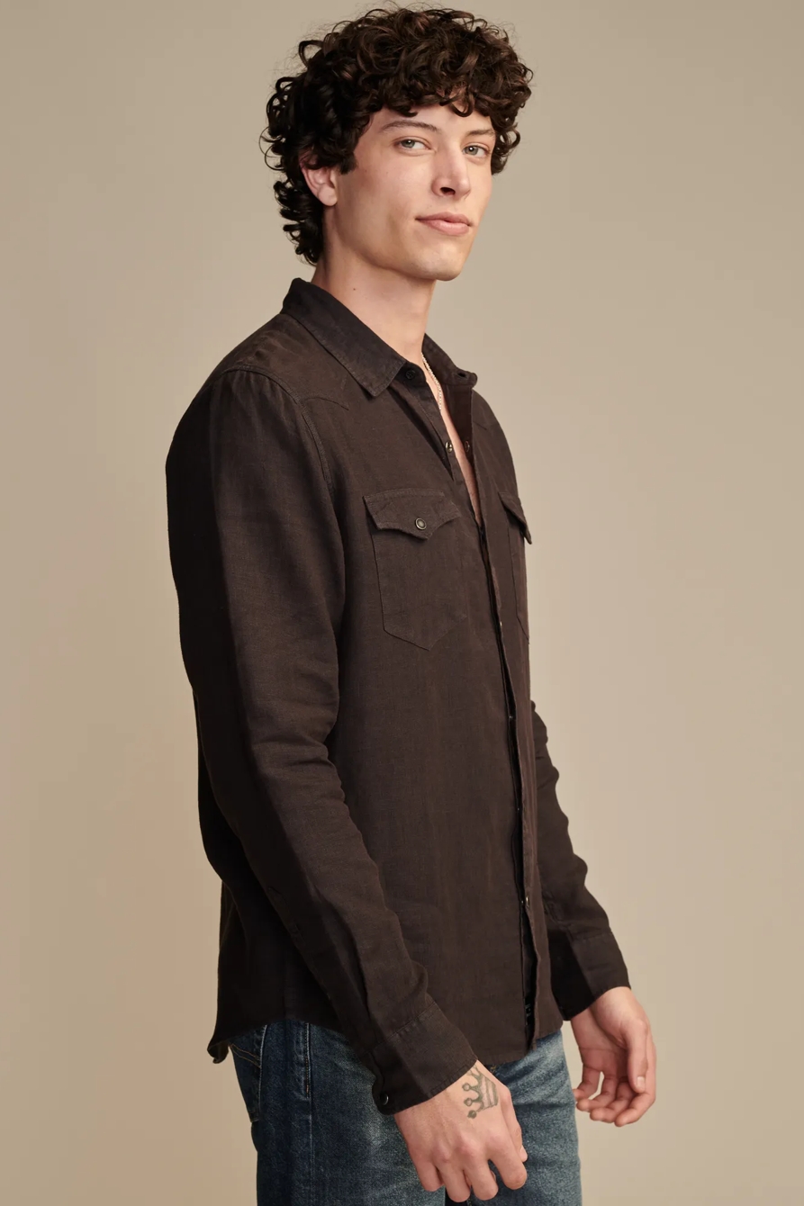 LINEN WESTERN LONG SLEEVE SHIRT, image 4