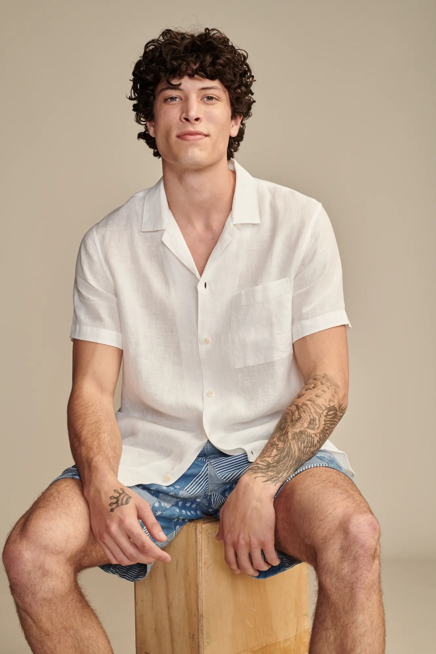 LINEN CAMP COLLAR SHORT SLEEVE SHIRT, image 2