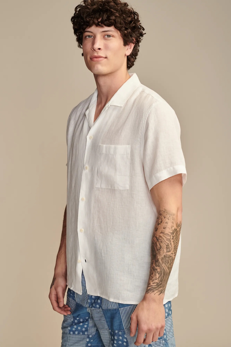 LINEN CAMP COLLAR SHORT SLEEVE SHIRT, image 3