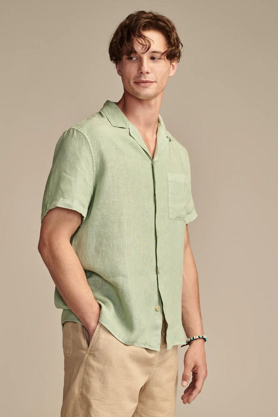 LINEN CAMP COLLAR SHORT SLEEVE SHIRT, image 3