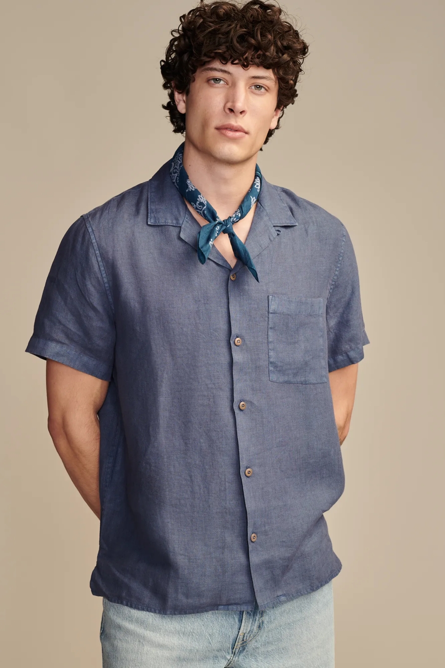 LINEN CAMP COLLAR SHORT SLEEVE SHIRT, image 2