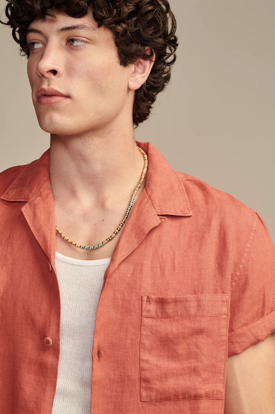 LINEN CAMP COLLAR SHORT SLEEVE SHIRT, image 2