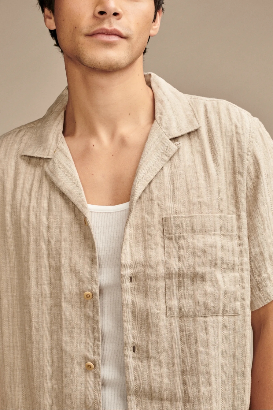 STRIPED LINEN CAMP SHIRT, image 2