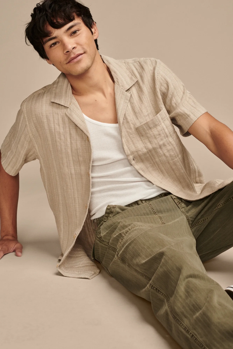 STRIPED LINEN CAMP SHIRT, image 4