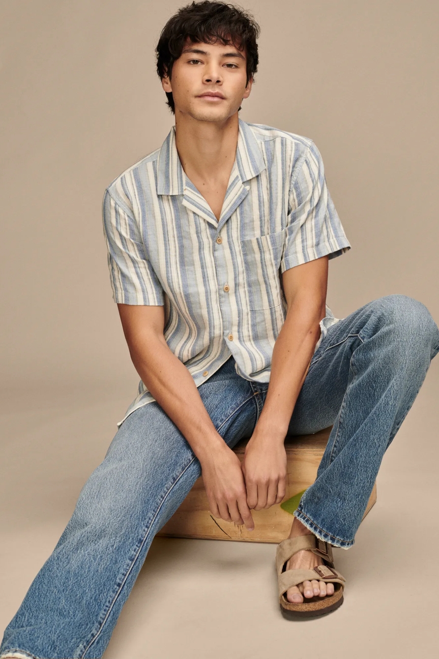 STRIPED LINEN CAMP SHIRT, image 2