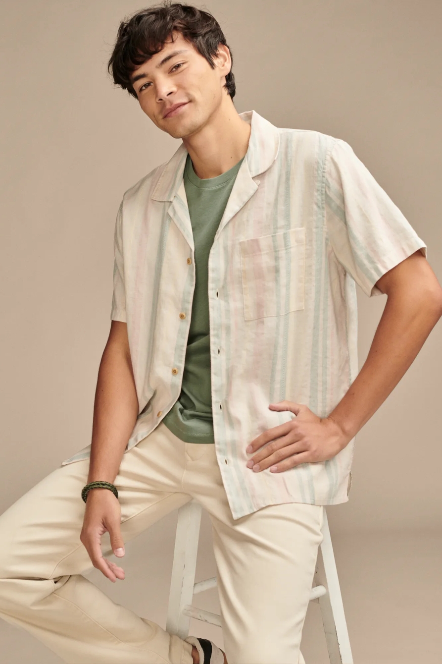 STRIPED LINEN CAMP SHIRT, image 2