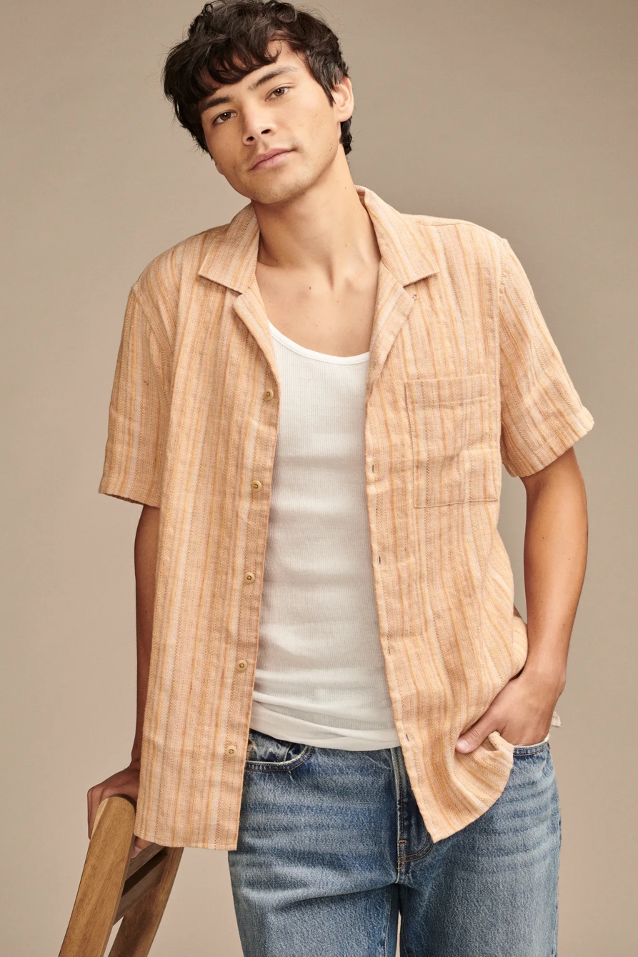 STRIPED LINEN CAMP SHIRT, image 2